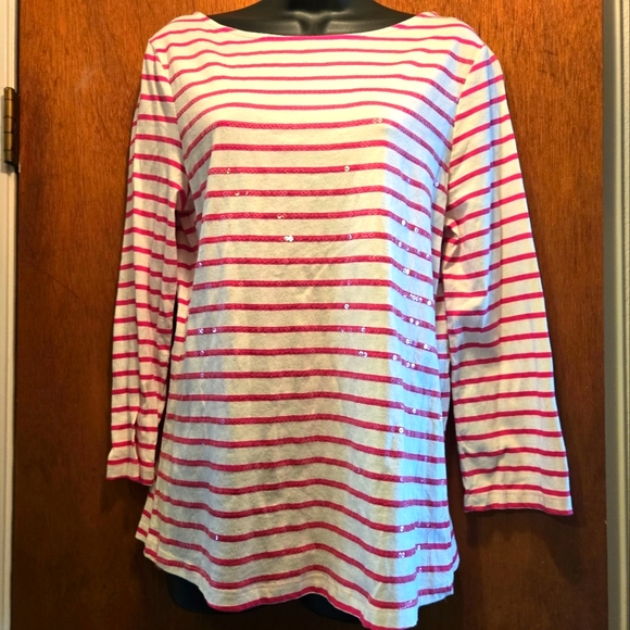 JH Collectibles Tops - J.j Collectibles white & pink/red stripped t-shirt szM